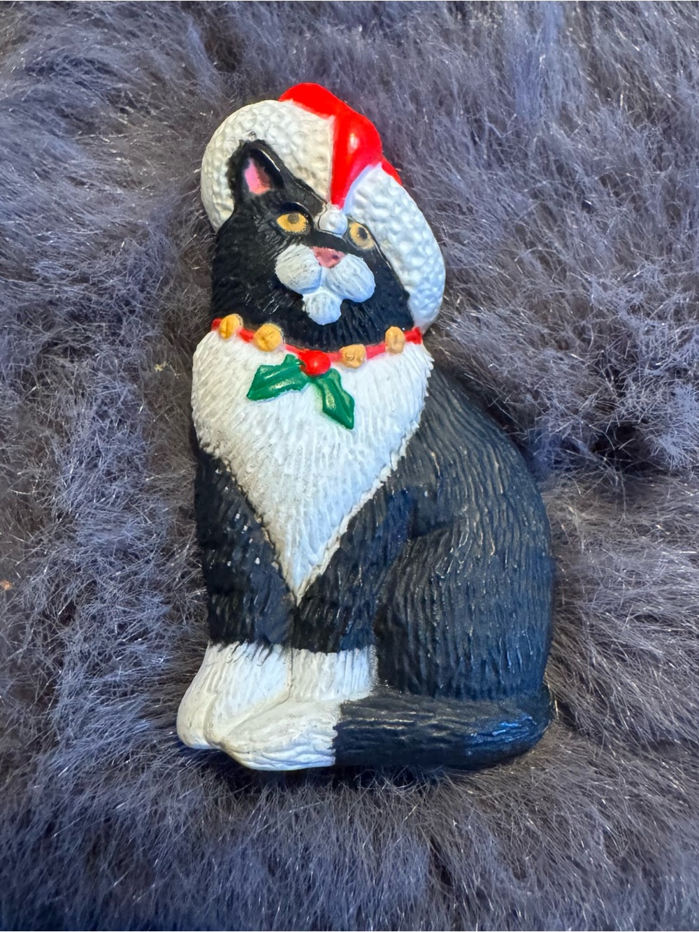 Tuxedo Cat Brooch Vintage Lapel Pin Hallmark‎ Christmas 1990s